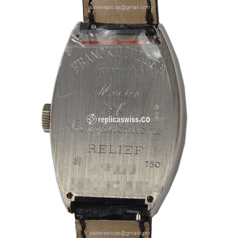 Franck Muller 5850 SC REL CINTREE Curvex Quartz 18kt White Gold - Silver Dial - Buckle Clasp - Black Leather Strap - View 3
