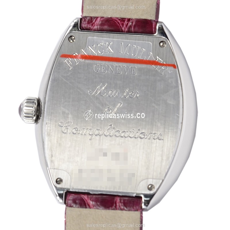 Franck Muller 5002 L QZ Heart - Quartz - Steel Case, Silver Dial, Red Alligator Strap - View 3