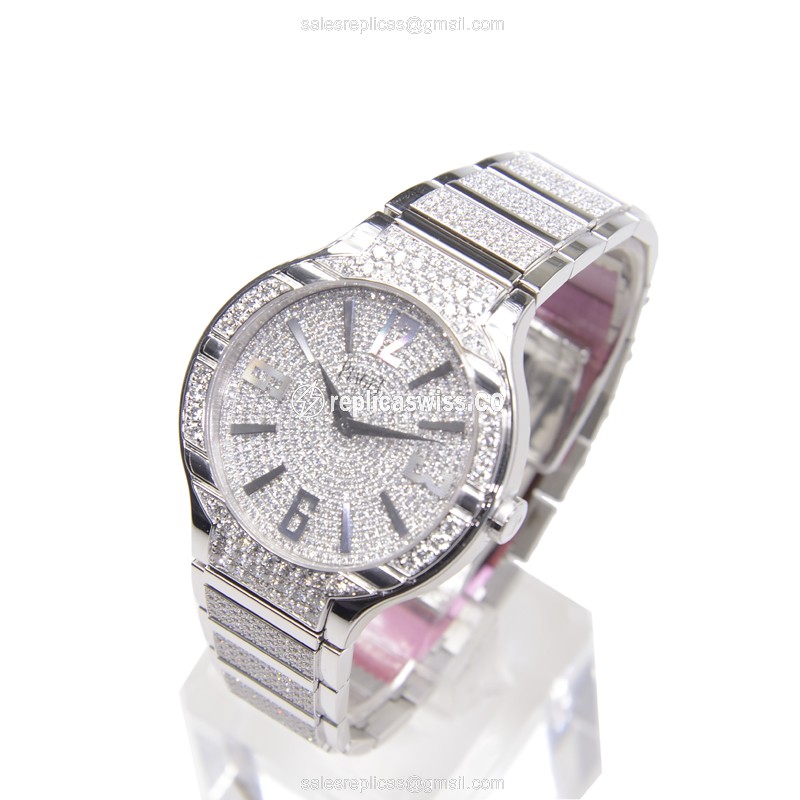 Piaget Polo Replica - Automatic - 18kt White Gold - Diamond - Silver Clasp - View 3