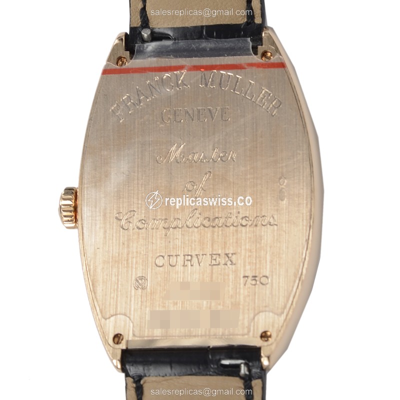 Franck Muller 6850 SC Curvex Replica - Automatic - 18kt Rose Gold - Silver Dial, Black Alligator Strap - View 3