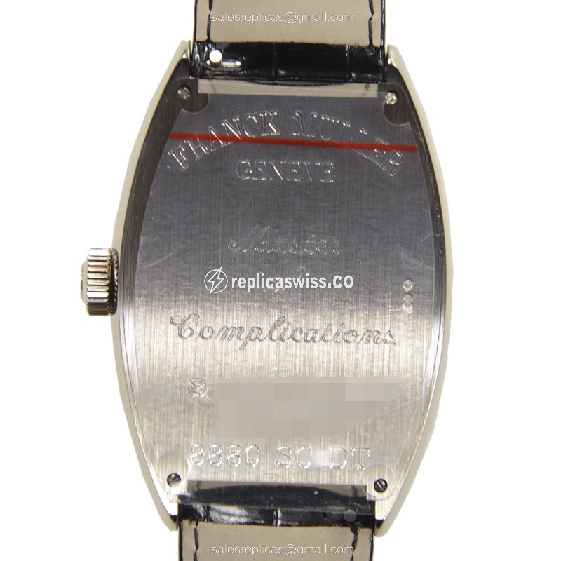 Franck Muller 8880 SC DT Replica - Automatic - White Gold - Silver Dial, Black Alligator Strap - View 3
