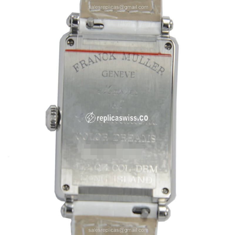 Franck Muller 952 QZ COL DR AC LONG ISLAND - Quartz - Steel Case - Silver Dial - White Alligator Strap - View 3