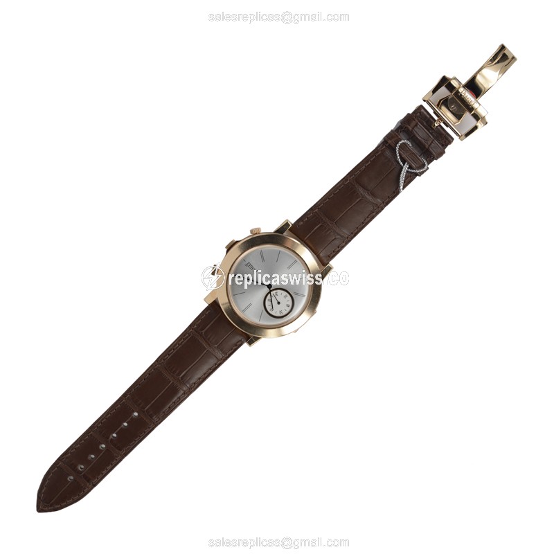 Piaget ALTIPLANO Replica - Manual Wind - 18kt Rose Gold - Silver Dial - Brown Alligator Strap - View 2