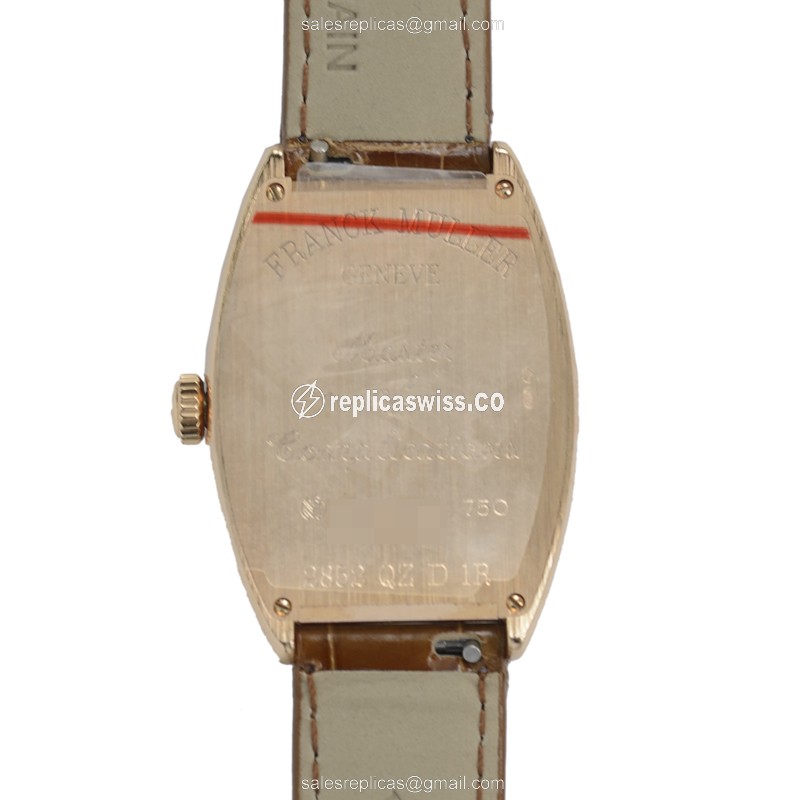 Franck Muller 2852 QZ D 1R Master - Quartz - 18kt Rose Gold - Diamonds - Silver Dial - View 3