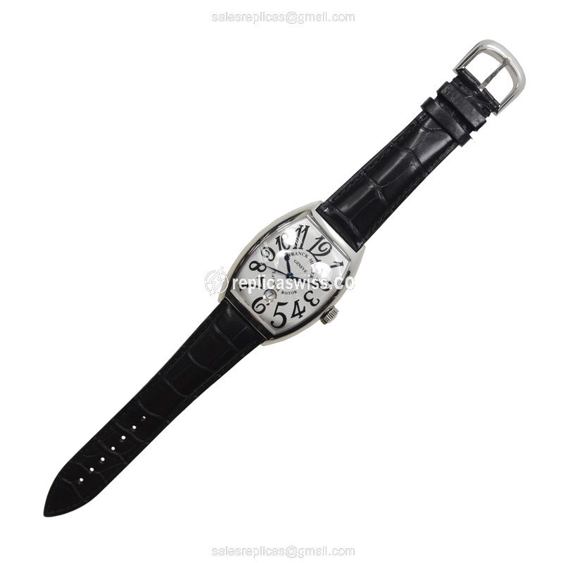 Franck Muller 8880 SC DT Replica - Automatic - Steel Case - Silver Dial, Black Leather Strap - View 2