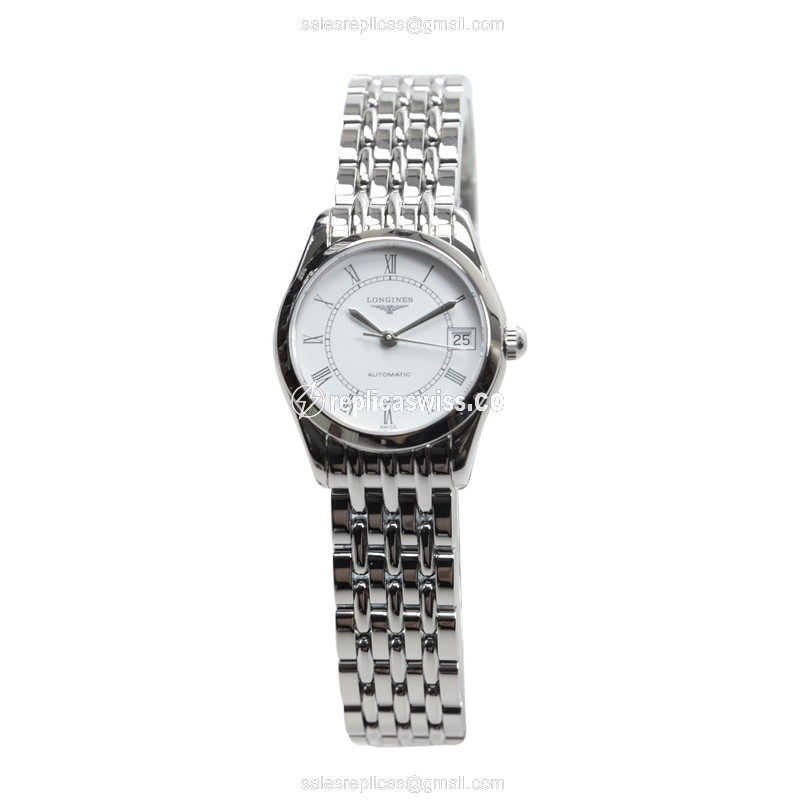Longines L4.398.4.11.6 Replica - Automatic - Stainless Steel - White Dial on Silver Steel Strap - View 2