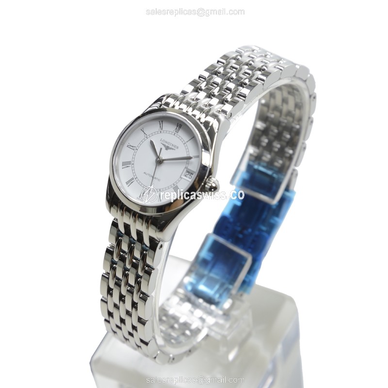 Longines L4.398.4.11.6 Replica - Automatic - Stainless Steel - White Dial on Silver Steel Strap - View 3