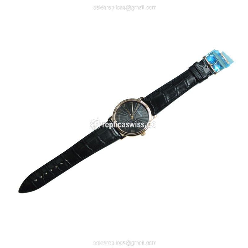 Blancpain Villeret Replica - Automatic - 18kt Rose Gold - Black Dial - Alligator Black - View 2