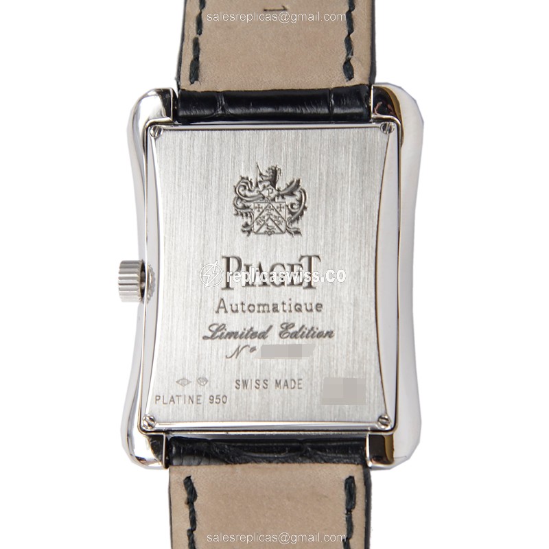 Piaget EMPERADOR Replica - Automatic - 18kt White Gold - White Dial - Black Alligator Strap - View 3
