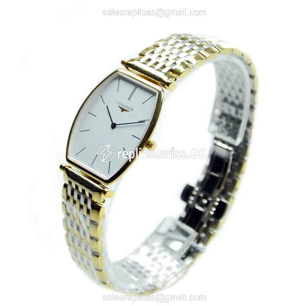 Longines LA GRANDE Replica - Quartz - Gold PVD Case, White Dial, Gold Clasp & Strap - View 3