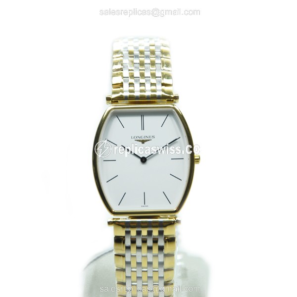 Longines LA GRANDE Replica - Quartz - Gold PVD Case, White Dial, Gold Clasp & Strap - View 2