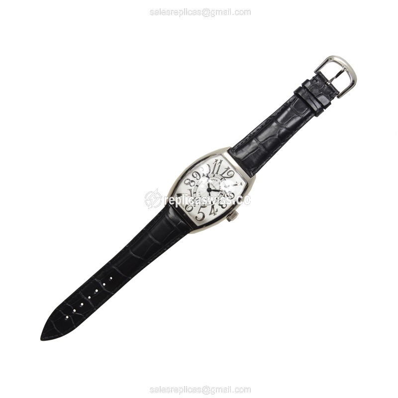 Franck Muller 8880 SC DT REL OG Replica - Automatic - 18kt White Gold - Silver Dial - Black Alligator Buckle - View 2