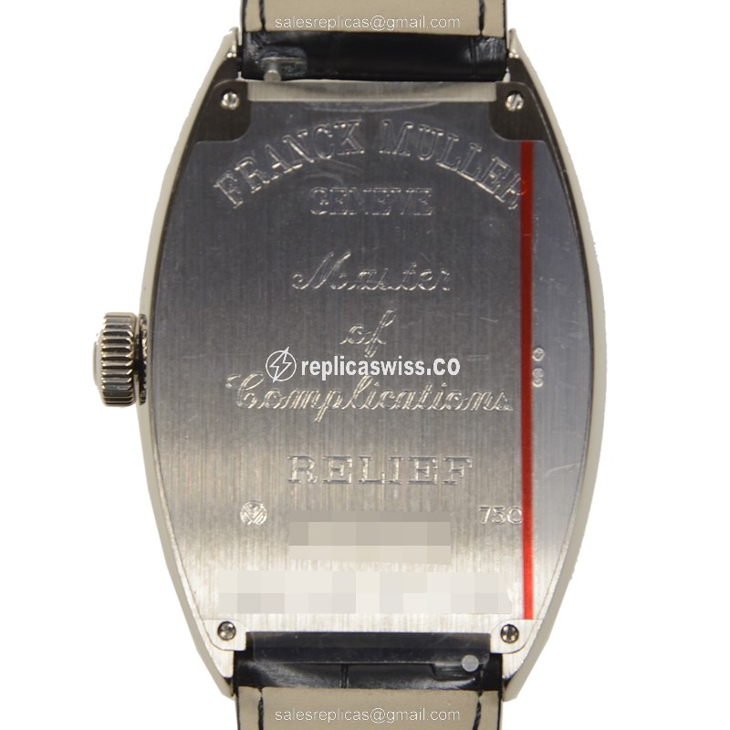 Franck Muller 8880 SC DT REL OG Replica - Automatic - 18kt White Gold - Silver Dial - Black Alligator Buckle - View 3