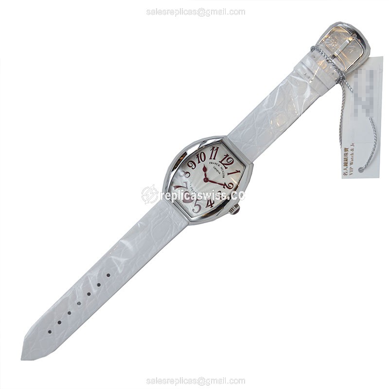Franck Muller 5002QZ Quartz Silver - Buckle Clasp White Alligator Strap - View 2