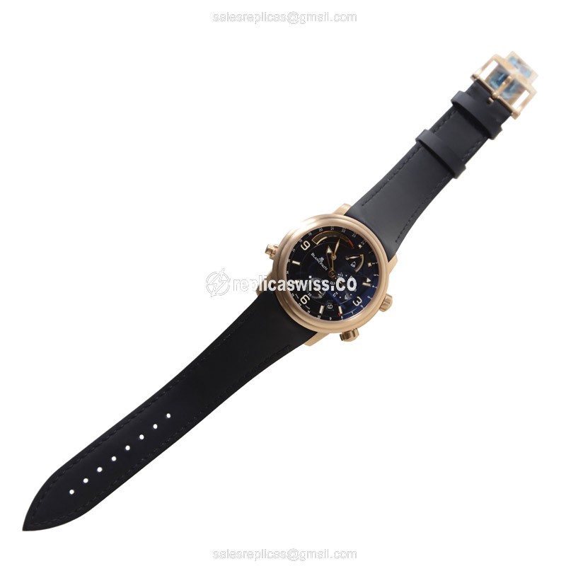 Blancpain Leman Replica - Automatic - 18kt Rose Gold - Black Dial - Leather Strap - View 2
