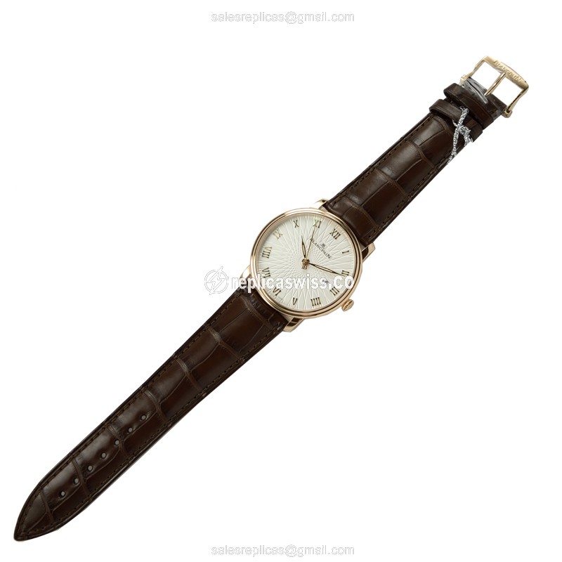 Blancpain Villeret 6651C-3642-55A - Automatic 18kt Rose Gold - White Dial - Brown Alligator Buckle - View 2