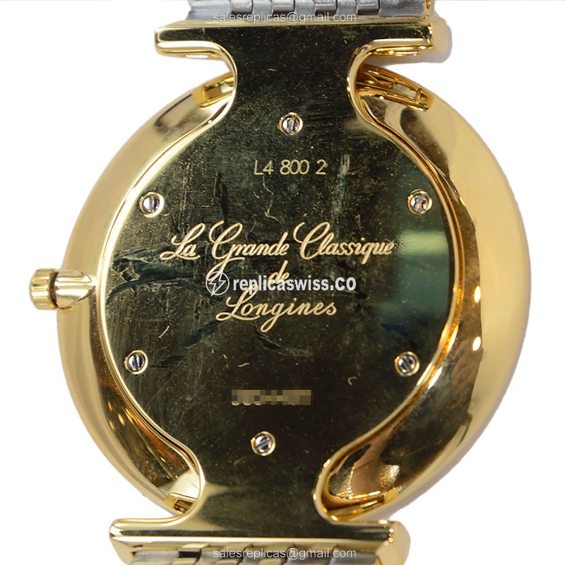 Longines LA GRANDE Quartz - PVD Gold Case - Gold Dial - Clasp - View 4