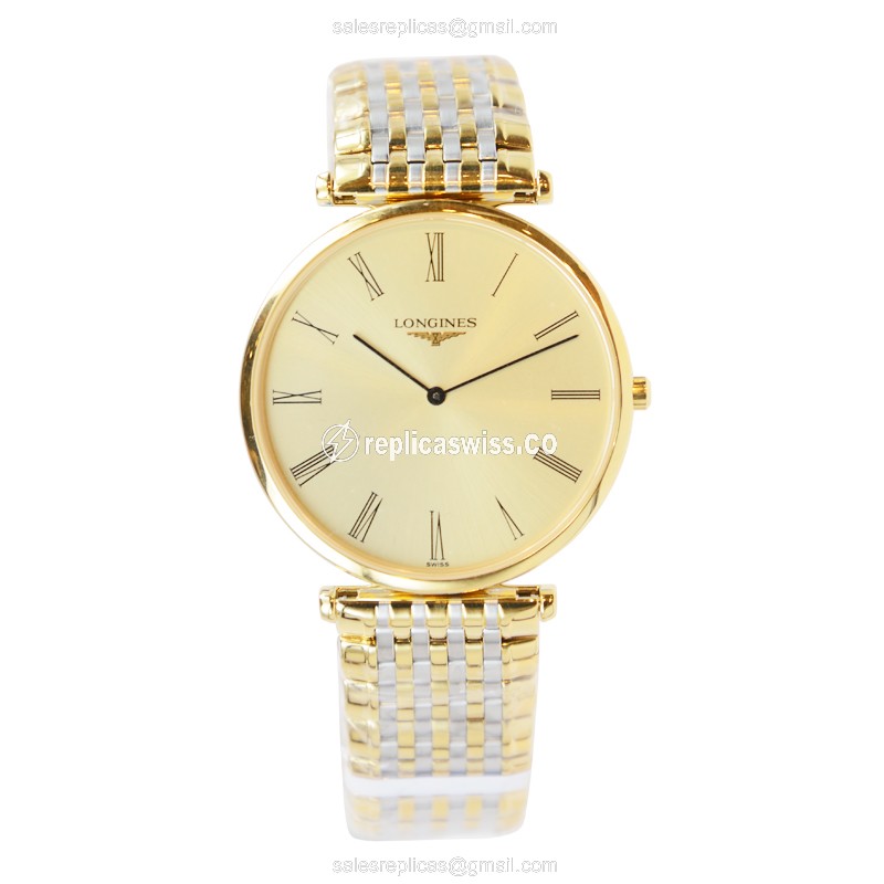 Longines LA GRANDE Quartz - PVD Gold Case - Gold Dial - Clasp - View 2