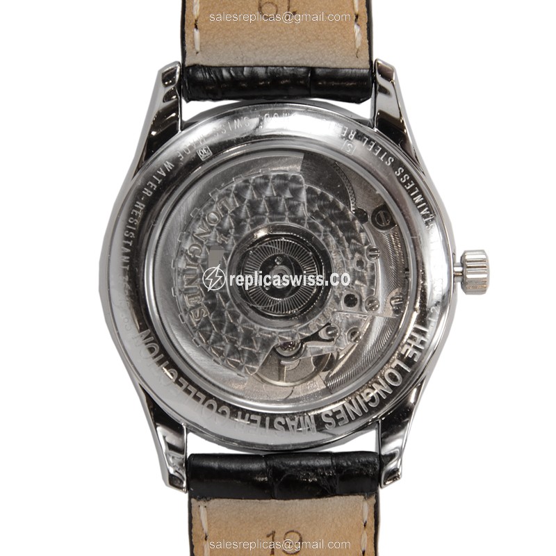 Longines L2.503.0.57.3 Replica | Automatic | Stainless Steel Case | Black Dial on Alligator Strap - View 3