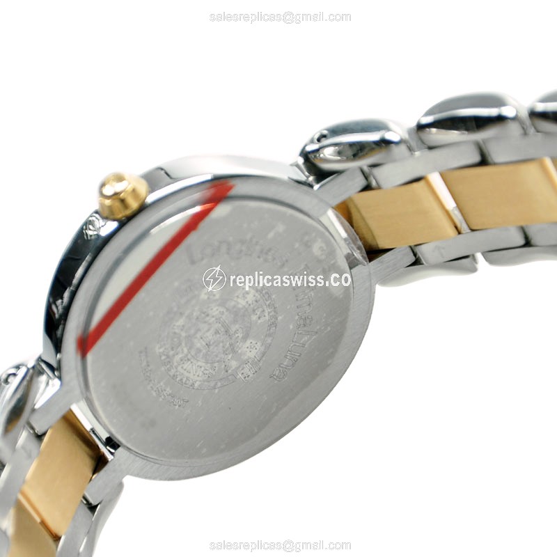 Longines Prima Luna Replica - Quartz - 18kt Rose & Steel - White Dial, Silver Clasp - View 4