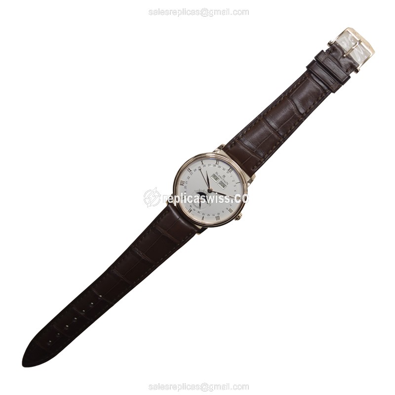 Blancpain Villeret 6263-3642-55A - Automatic 18kt Rose Gold - White Dial - Brown Alligator Strap - View 2