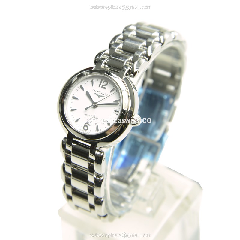 Longines Prima Luna Replica - Automatic - Steel Case, White Dial, Silver Clasp - View 3