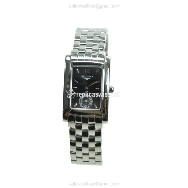 Longines L5.502.4.76.6 Replica - Quartz - Steel Case - Black Dial - Silver Clasp & Steel Strap - View 2