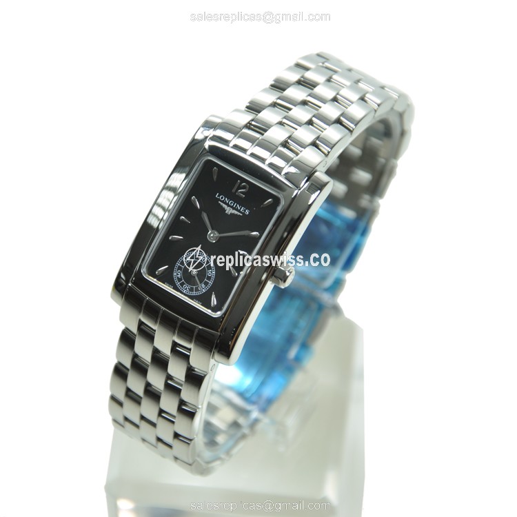 Longines L5.502.4.76.6 Replica - Quartz - Steel Case - Black Dial - Silver Clasp & Steel Strap - View 3