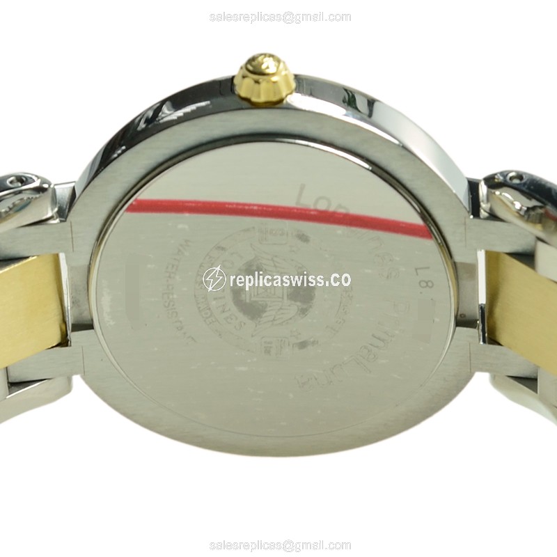 Longines PRIMA LUNA Replica - Quartz - 18kt Gold/Steel Case - Silver Dial - View 4