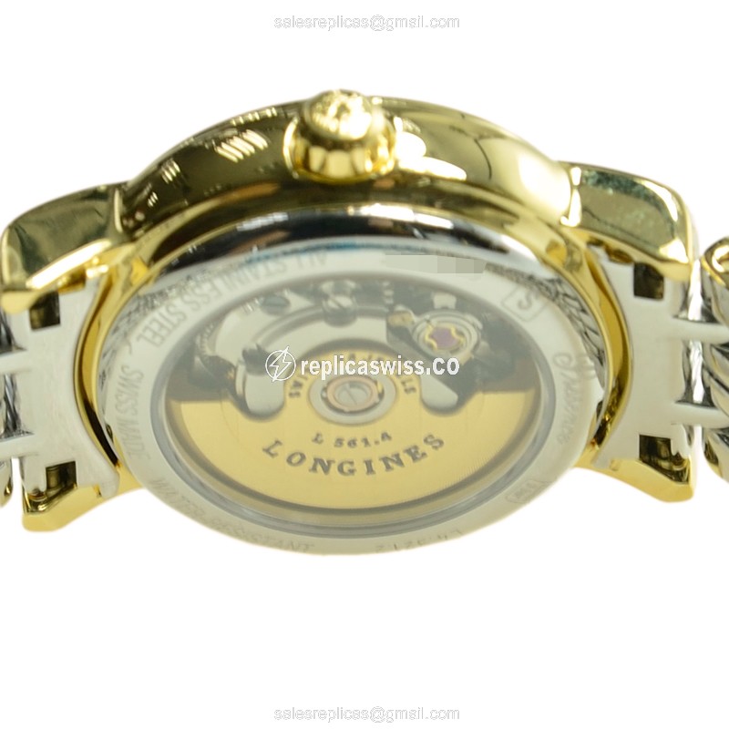 Longines Presence Replica - PVD Gold - Automatic - White Dial, Silver Strap - View 4