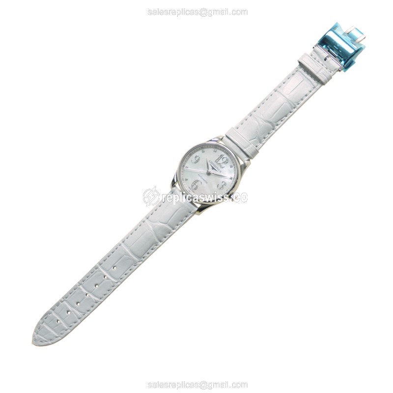 Longines L2.518.4.88.2 Replica - Automatic - Steel Case - White Dial, Alligator Strap - View 2