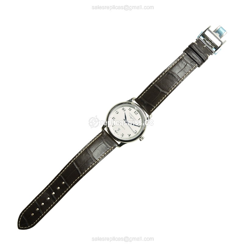 Longines L2.628.4.78.5 Replica - Automatic - White Dial - Alligator Black - Steel Case - View 2