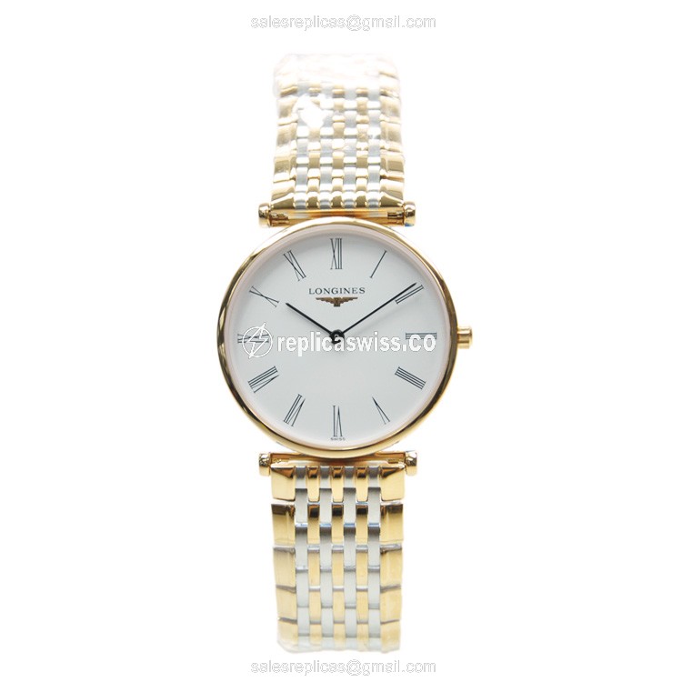 Longines L4.512.1.11.7 Replica - Quartz - Gold PVD Case - Silver Dial - View 2