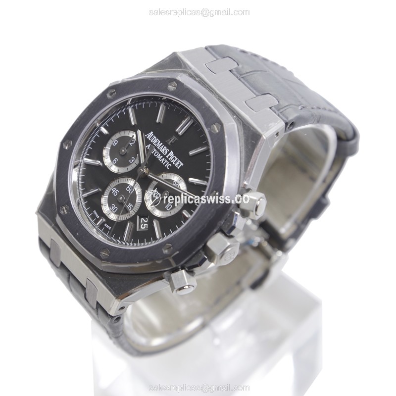 AP Royal Oak Replica - Automatic - Steel Case - Dark Grey - Black Alligator Strap - View 3