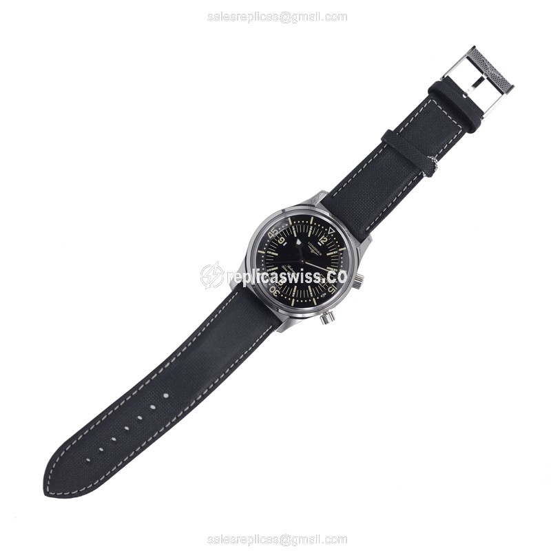 Longines Heritage Replica - Automatic - Steel Case - Black Dial, Fabric Strap - View 2