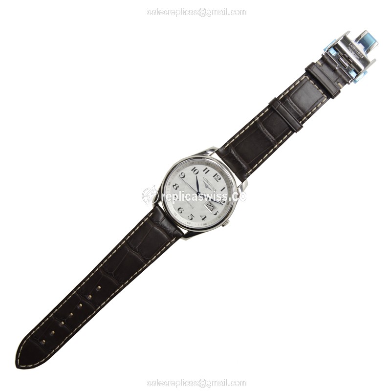 Longines L2.648.4.78.3 Replica - Automatic - Silver Dial - Brown Alligator Strap - View 2
