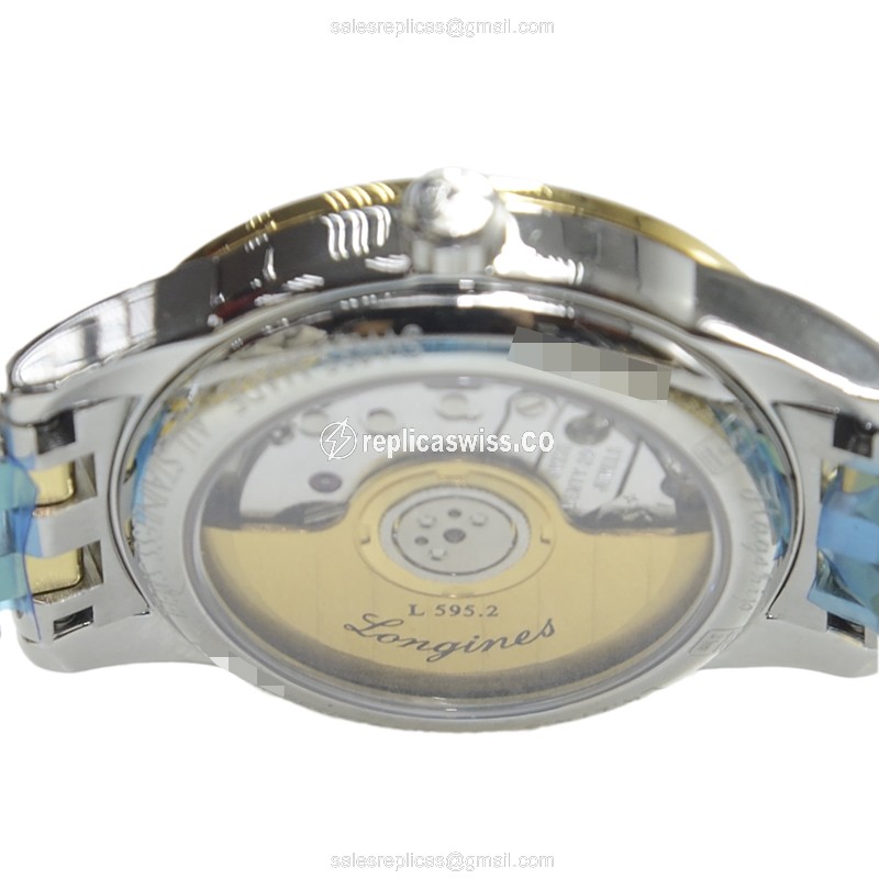 Longines L4.274.3.27.7 Replica - Automatic PVD Gold - White Dial - Silver Gold Strap - View 4
