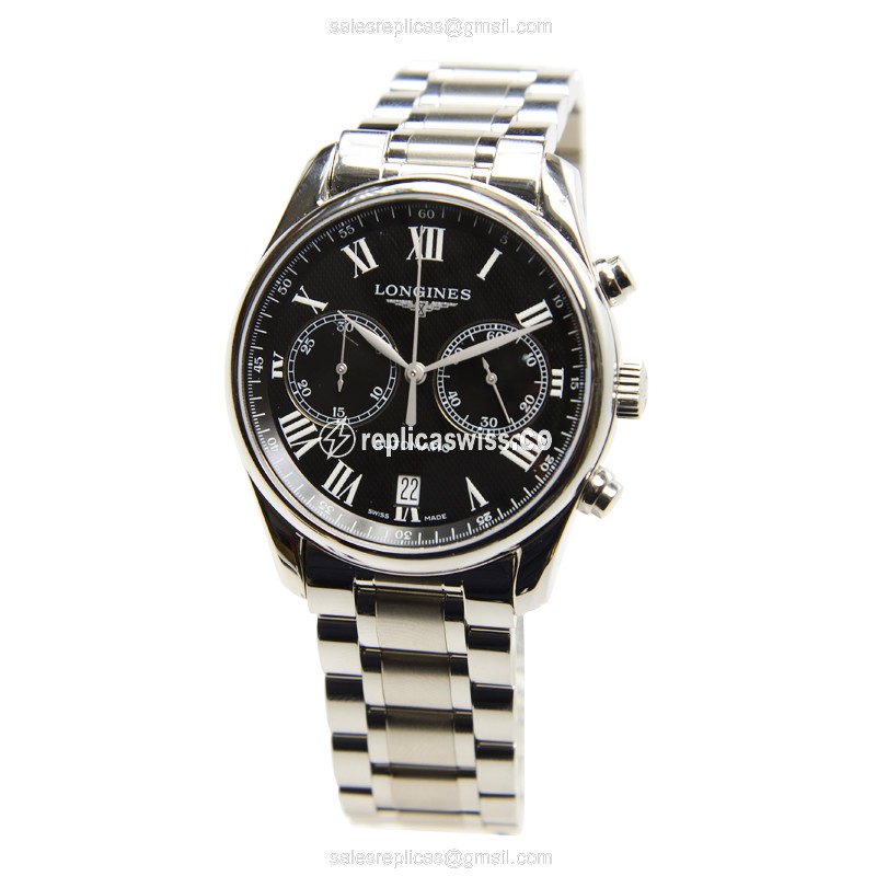 Longines L2.629.4.51.6 Replica - Automatic - Steel - Black Dial, Silver Clasp - View 2