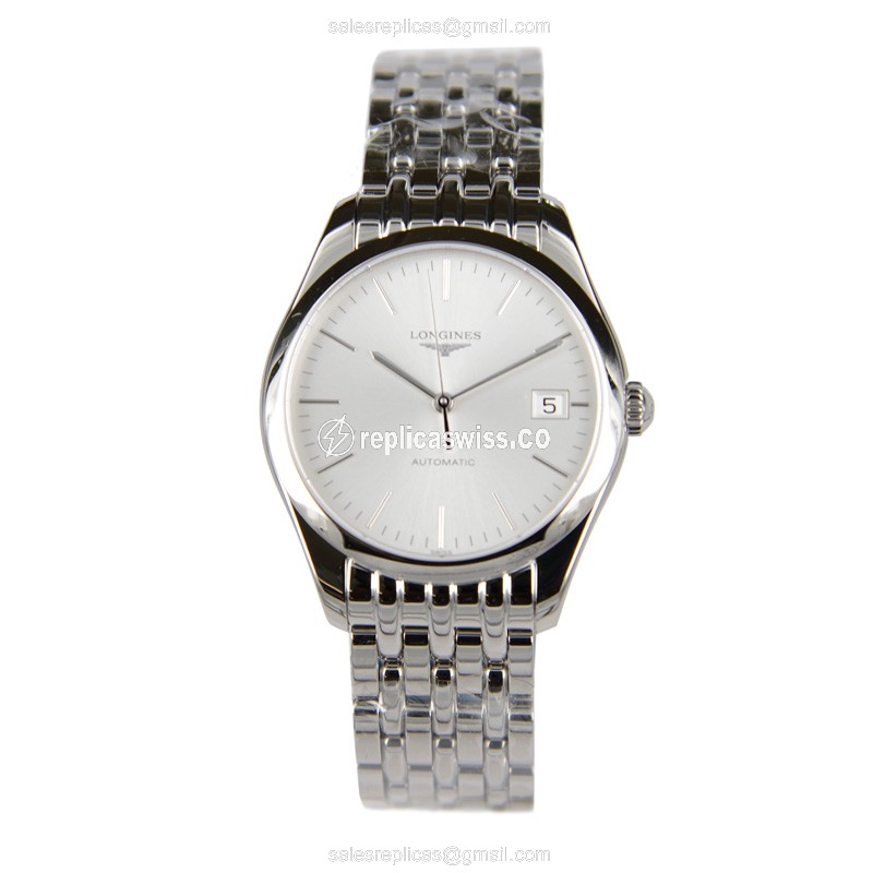 Longines L4.898.4.72.6 Replica - Automatic - Silver Dial, Steel Case | Gold Clasp - View 2
