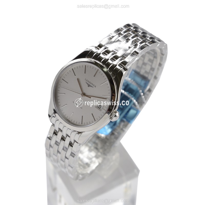 Longines L4.898.4.72.6 Replica - Automatic - Silver Dial, Steel Case | Gold Clasp - View 3