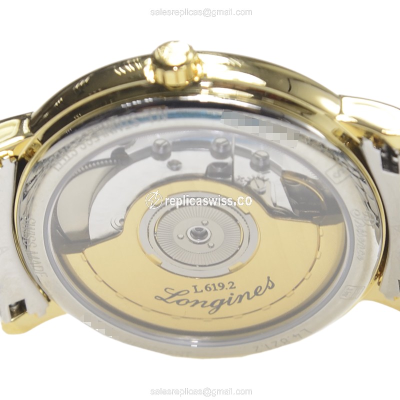 Longines Presence Replica - Automatic - Gold PVD Case - White Dial, Silver Clasp - View 4
