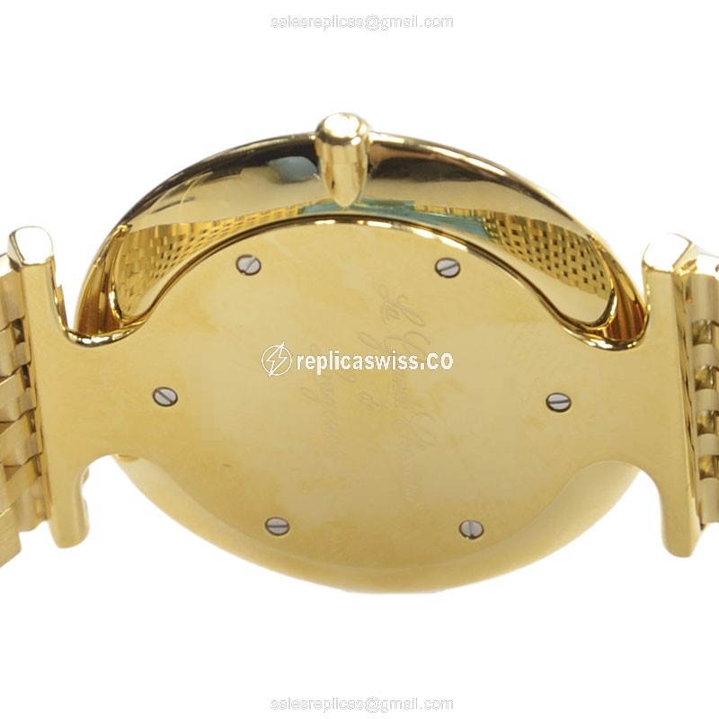 Longines L4.709.2.11.8 Replica - Quartz - Gold PVD Case - White Dial, Gold Strap - View 4