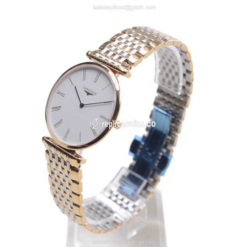 Longines L4.709.1.11.7 Replica - Quartz - PVD Gold Case - White Dial on Gold Strap - View 3
