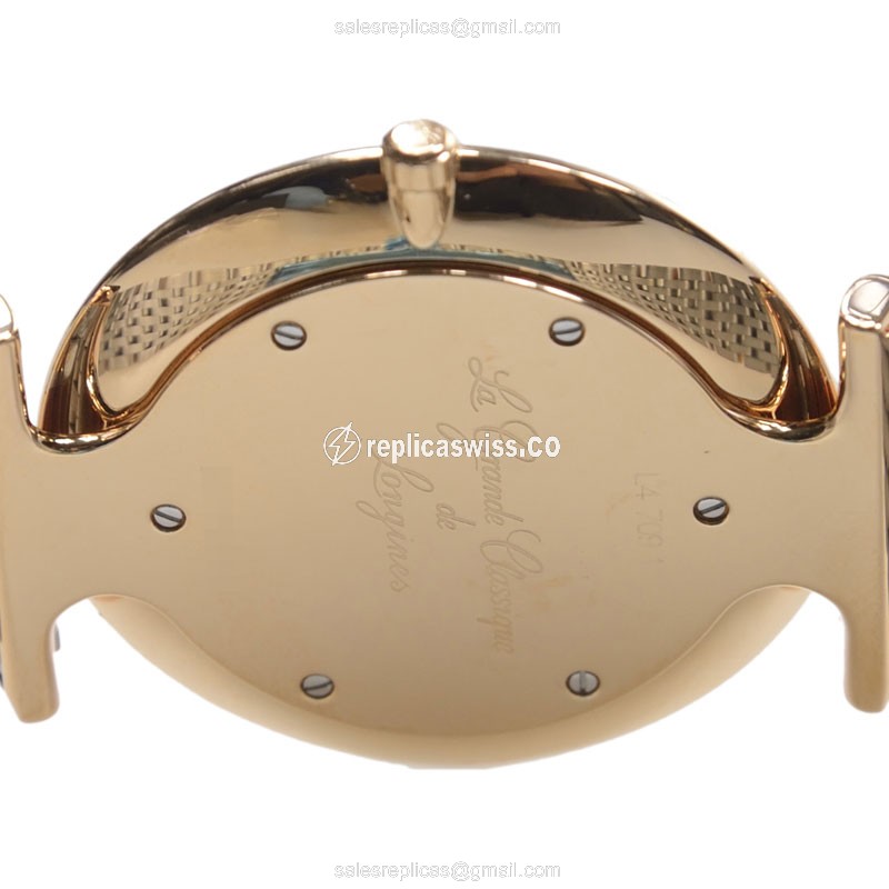 Longines L4.709.1.11.7 Replica - Quartz - PVD Gold Case - White Dial on Gold Strap - View 4