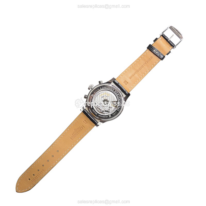 Longines Heritage Replica - Automatic - Stainless Steel - White Dial, Buckle Clasp - View 3