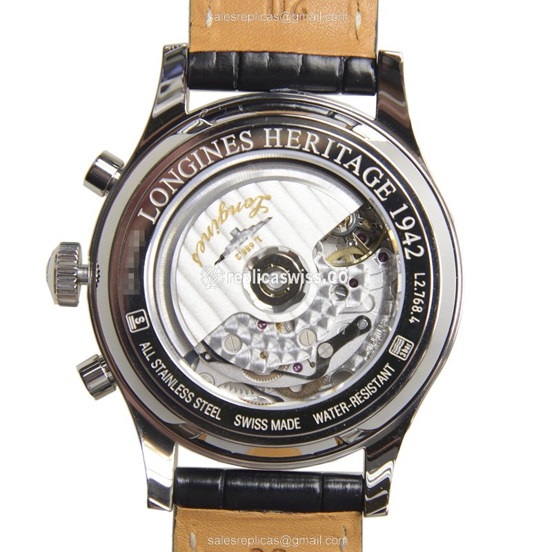 Longines Heritage Replica - Automatic - Stainless Steel - White Dial, Buckle Clasp - View 4