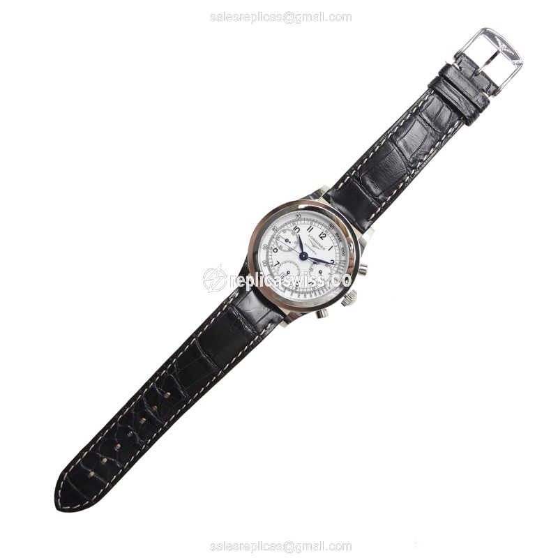 Longines Heritage Replica - Automatic - Stainless Steel - White Dial, Buckle Clasp - View 2