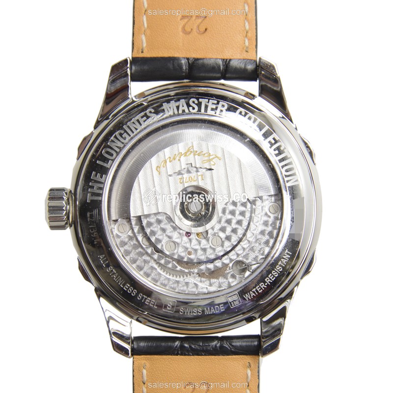 Longines Master Replica - Automatic - Black Dial - Alligator - View 4