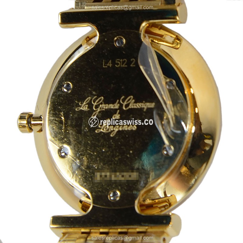 Longines L4.512.2.12.8 Replica - Quartz - Gold PVD on White Dial, Clasp Gold PVD - View 4