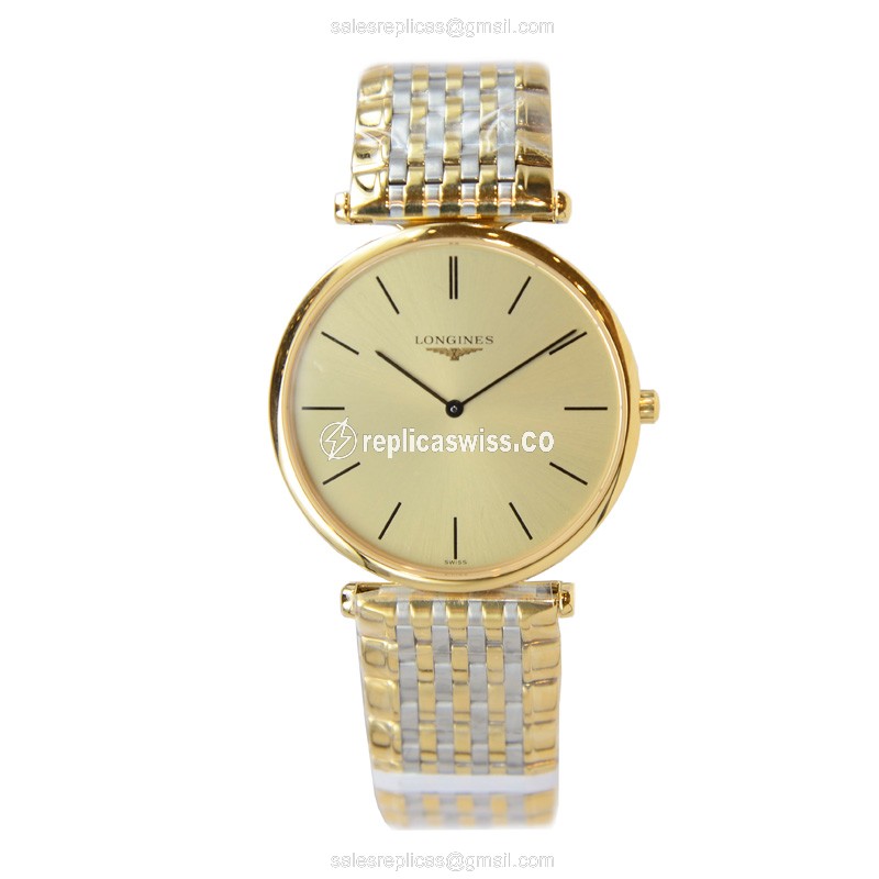 Longines LA GRANDE Quartz - PVD Gold Case - Gold Dial - Gold Strap - Sapphire Crystal - View 2